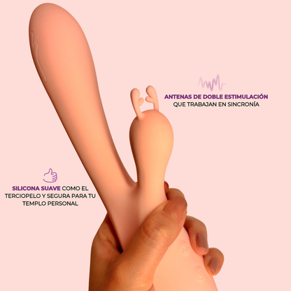 Infografía Esencia de Lilith: doble estimulación sincronizada y silicona suave tipo terciopelo - Edén