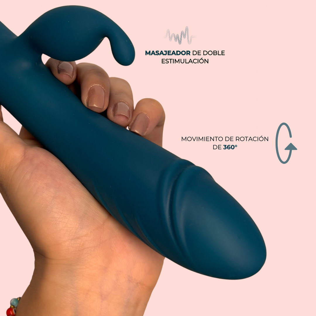 Infografía Rocío del Alba: masajeador de doble estimulación y rotación 360° - Edén
