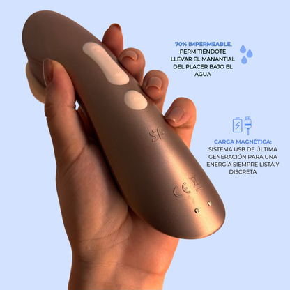 Infografía Satisfyer Pro 2+: 70% impermeable y carga magnética - Edén